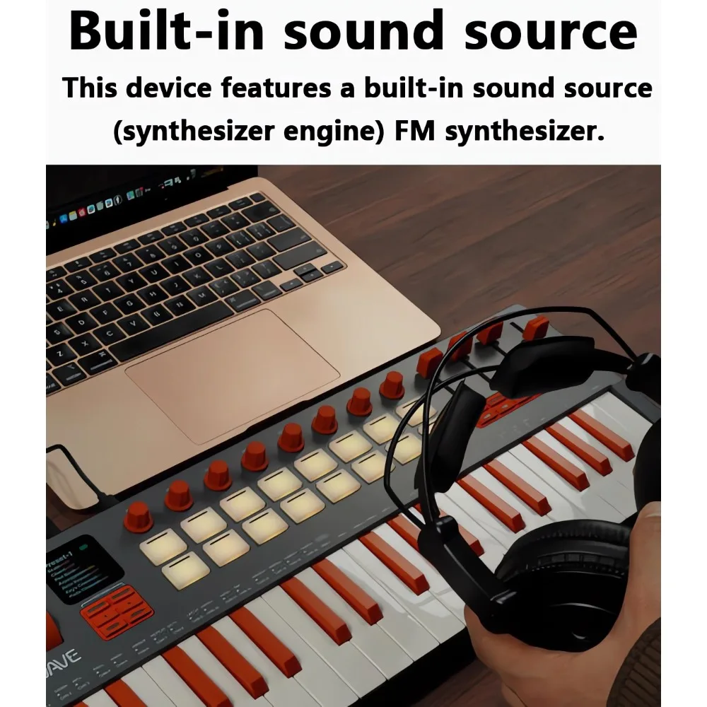 SMK-37 Elite MIDI Keyboard with Weighted Keys, Built-in Synthesizer Sounds, Live Performance, Portable for Mobile