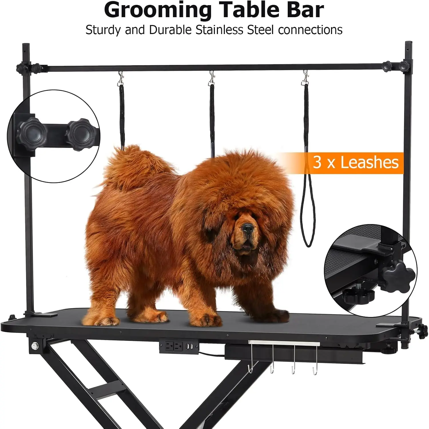 Electric Dog Grooming Table, Adjustable X Lift Heavy Duty Pet Grooming Stationo for Pets &Large Dogs, Static-free Surface