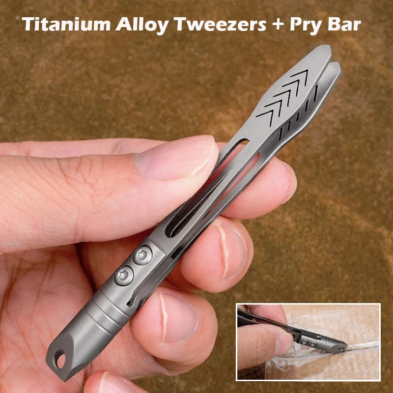 

TC4 Titanium Steel Buckle Tweezers Multifunction With Snap Lock Corkscrew CNC Machining Clips EDC Outdoor Tool