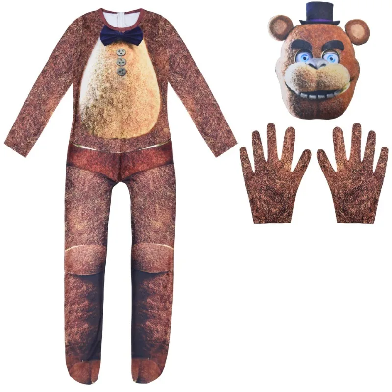 FNAF-Halloween Cosplay Costume para Crianças, Freddyys Fazbears, Urso, Foxy, Coelho, Bonnie, Chica, Pesadelo Vermelho Assalto