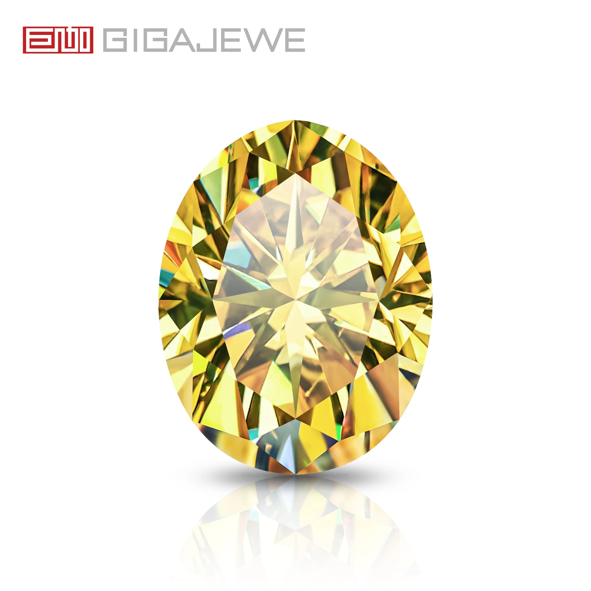 

GIGAJEWE Radiant Sun Oval Cut Moissanite Gemstone FL VVS1 Handmade Excellent Cut Yellow Loose Stone for Jewelry Making