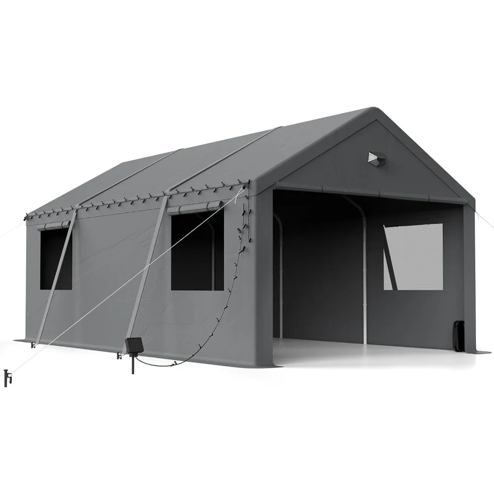 

12x20 Carport Canopy, Heavy Duty Car Port, Portable Car Ports Garage with 2 Roll-Up Drive Through Doors, Grey