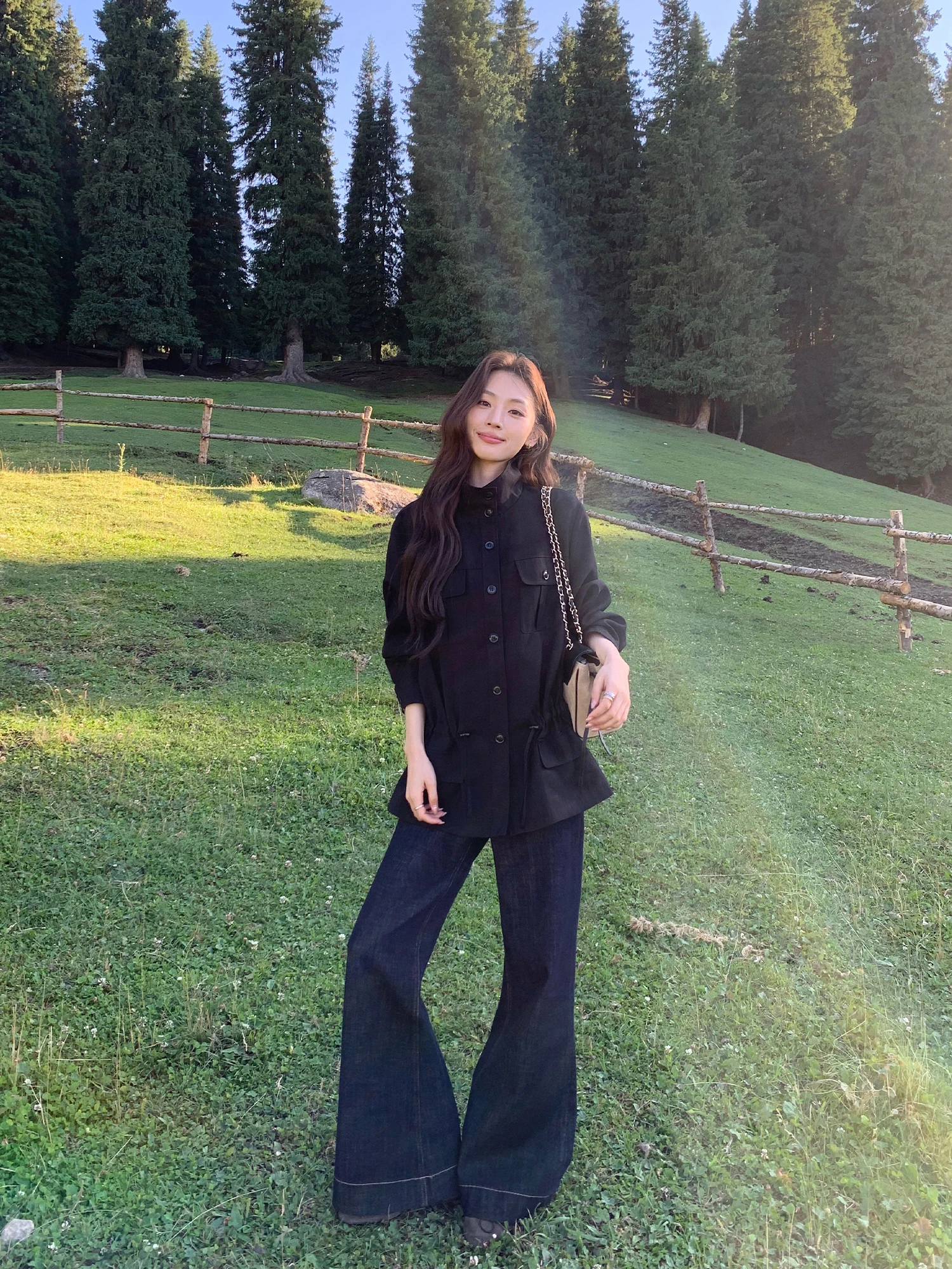Pusumede High Waist Bell Bottom Jeans Women's Casual Loose Vintage Straight Leg Long Trousers Quality Cotton Standard Fit