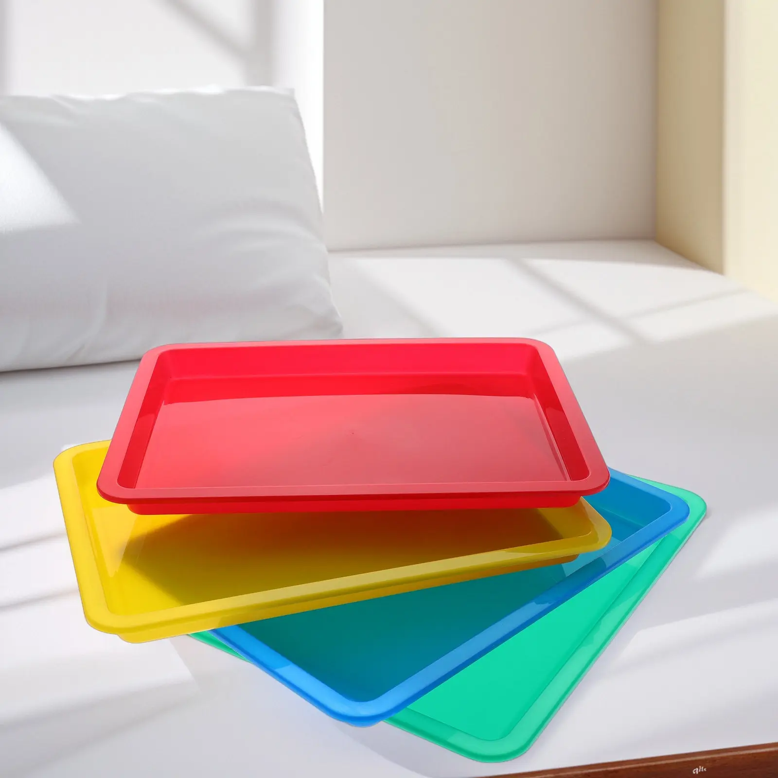 4Pcs Art Trays Colored Plastic Activity Organizer Tray for Crafts Painting Bead Sorting Home School Use Bead Sorting Trays