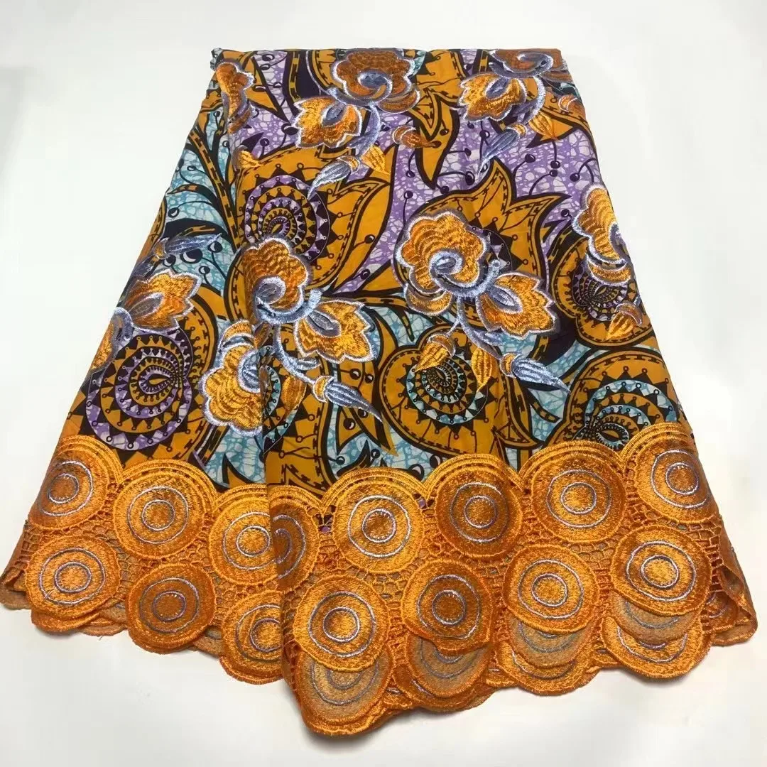 New Soft African Golden Wax Fabric 100%Cotton Material Nigerian High Quality Gold Wax Embroidery Sewing Cloth 6 Yards A02