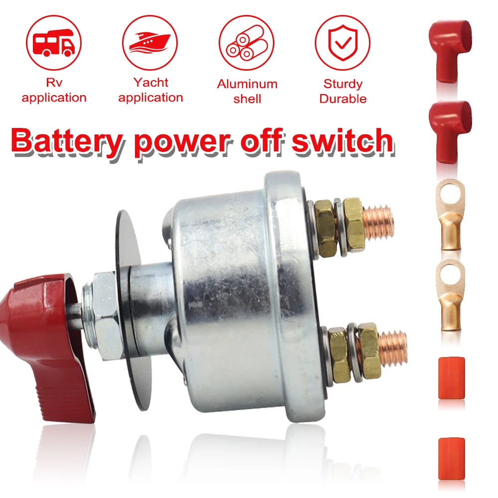 

High Current Battery Disconnect Switch 300A,12 24V Master Battery Power Cut Isolator Switch with Face Plate for Car