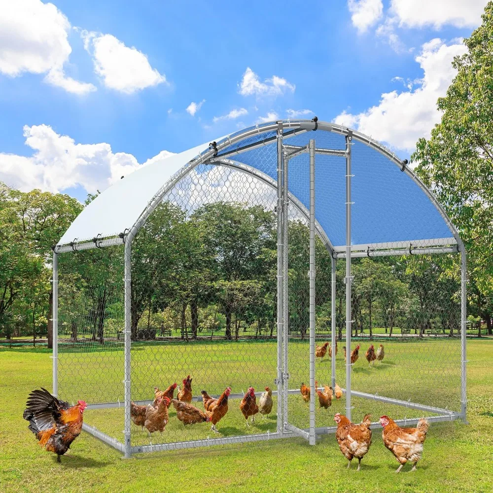 

Large Chicken Coop with Waterproof Cover,9.84'L X 6.56'W X 6.39'H Walk-in Poultry Cage with Run, Chicken Duck House Rabbits Cage