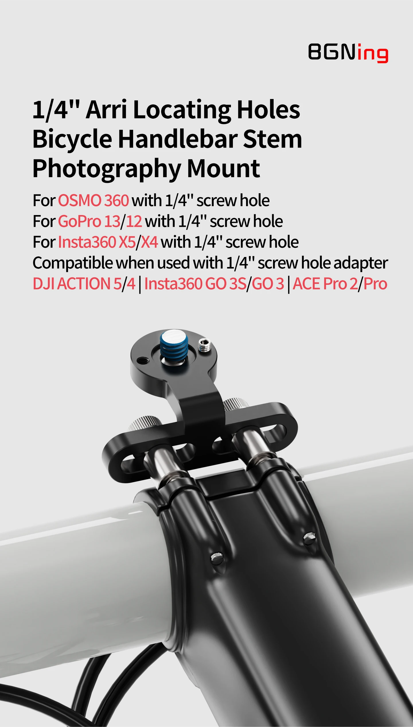 1/4 Schraube Fahrrad Vorbau Kamera Halterung Verstellbare Halterung für GoPro 13 DJI OSMO 360 Action Pocket3 Insta360 Fahrrad Lenker Ständer – Detail 27