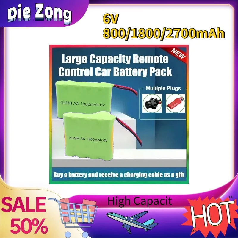 

In Stock For Remote Controlled Cars and Toy Battery With JST SM Plug AA 6V 800/1800/2700mAh Rechargeable NI-MH Batteries Pack