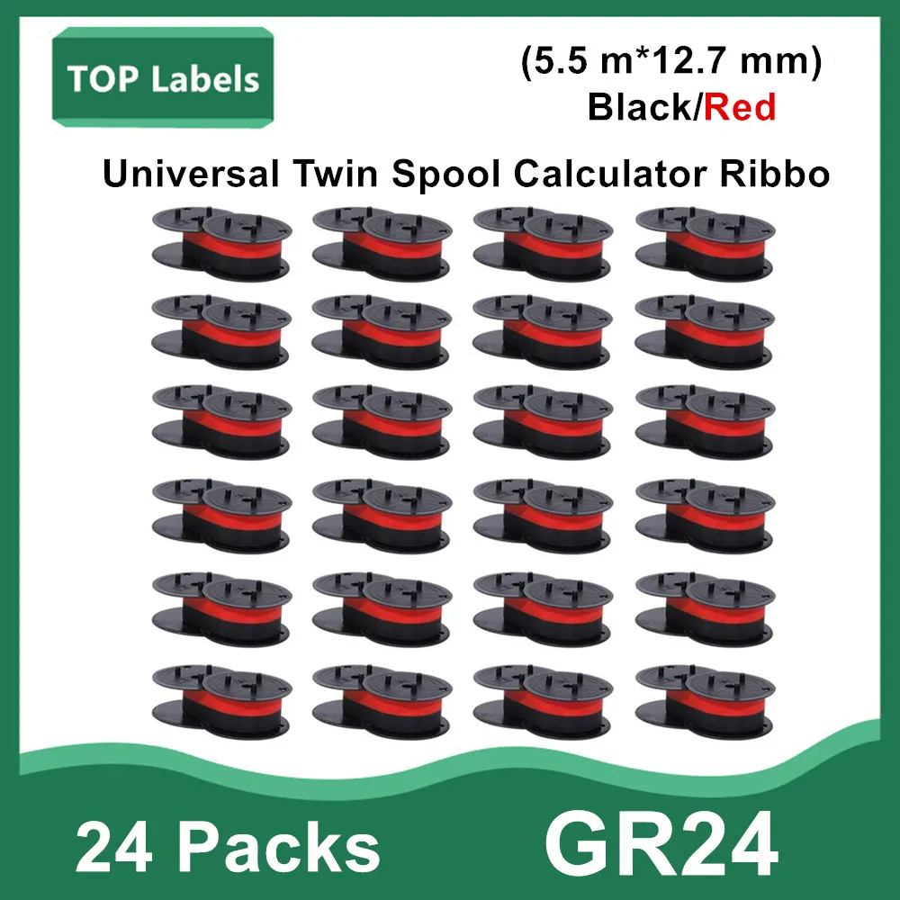 GR24 Universal Twin Spool Calculator Ribbon for NuKote BR80c Dataproducts R3027 Porelon 11216 Sharp El 1197 P III(Black/Red)