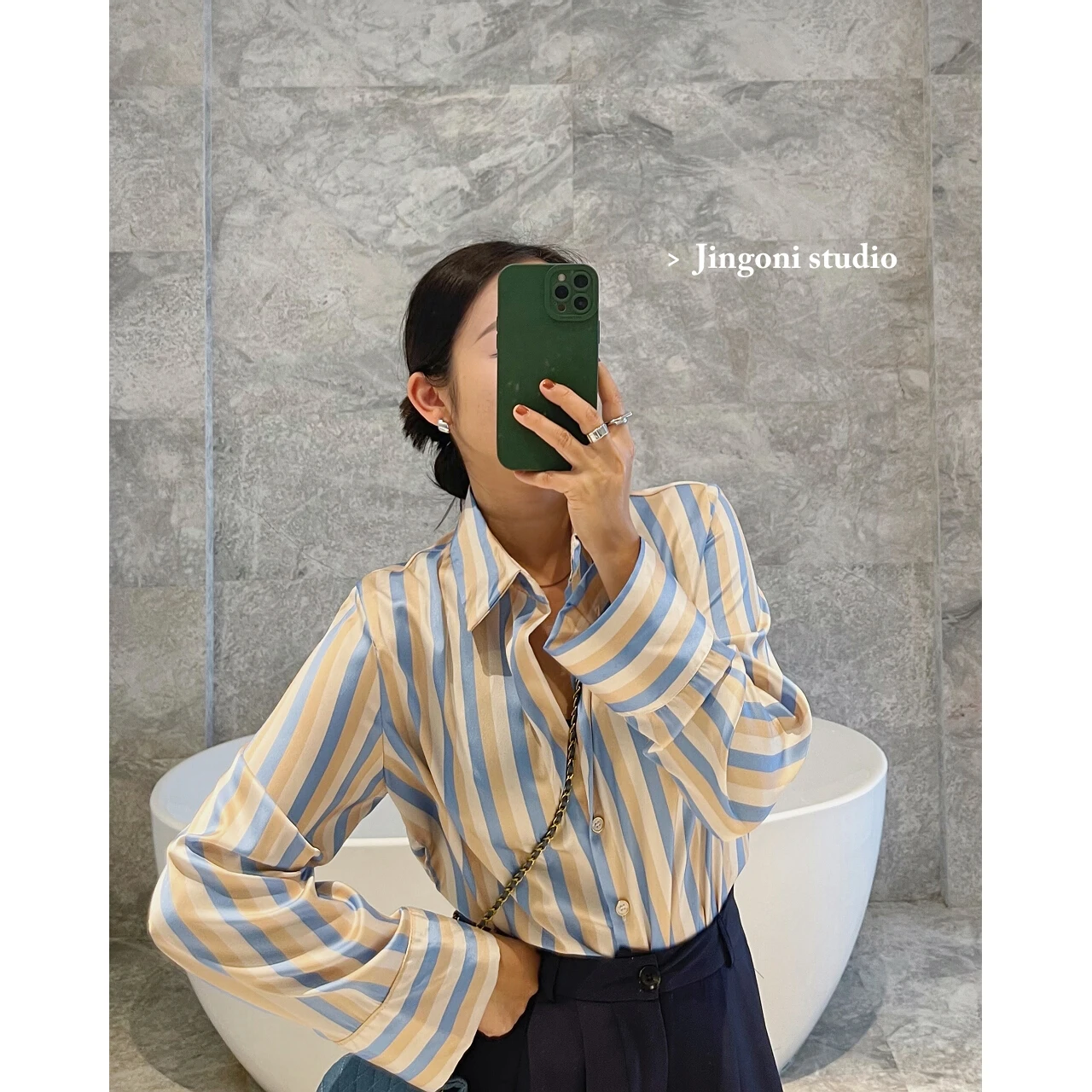 Top Women Shirt Blouses Y2k 2023 New Korean Vintage Clothing Oem Luxury Chic Long Sleeve Stripe Elegant Stylish Spring Summer