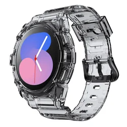 Transparent Band+Case for Samsung Galaxy Watch 5 4 40mm 44mm Accessorie Clear Case+sport bracelet Galaxy Watch 4 strap wristband