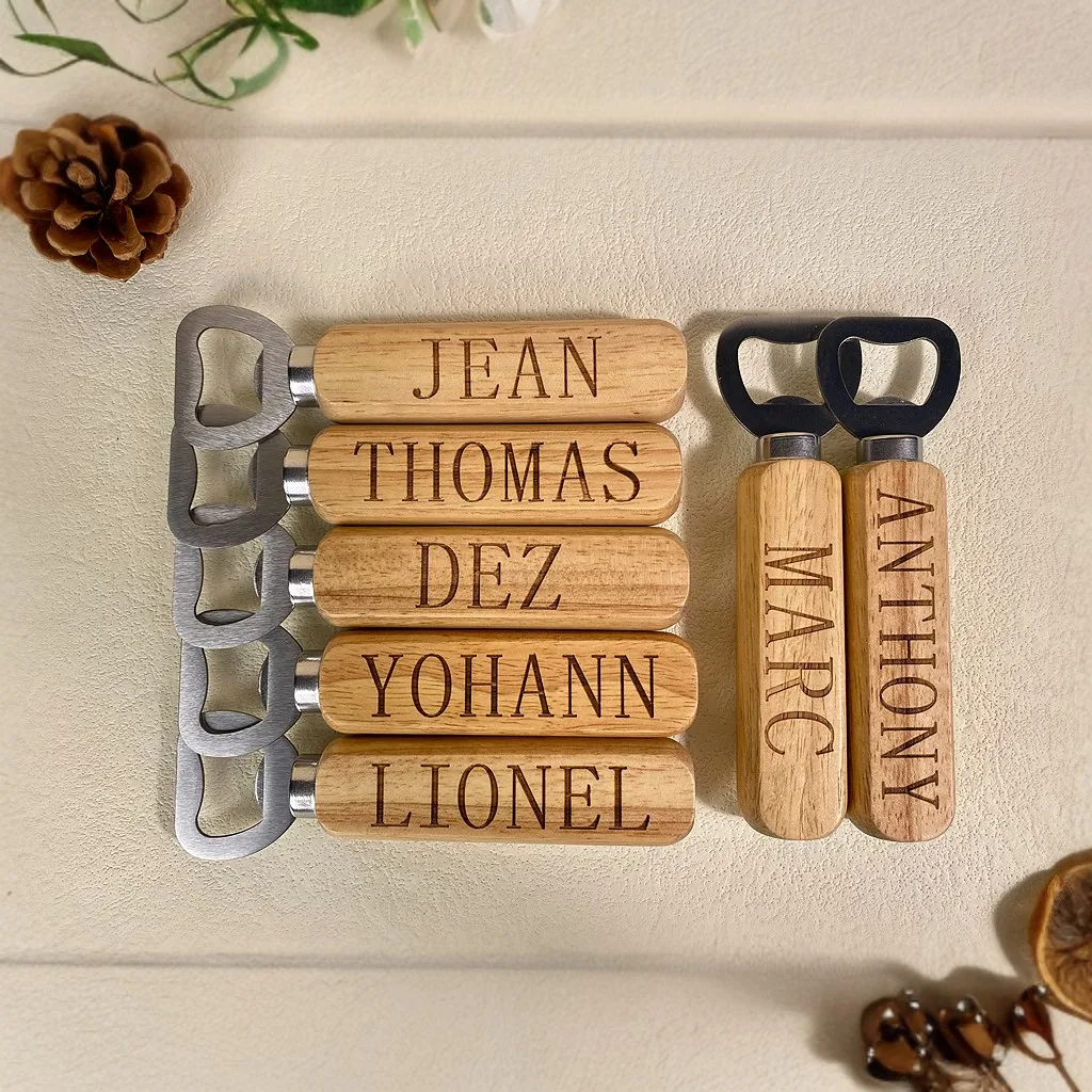 Personalised Bottle Opener Your Text Here 1 Wooden Bottle Opener Laser Engraved UK Fathers Day, Birthday Christmas Gift For Him