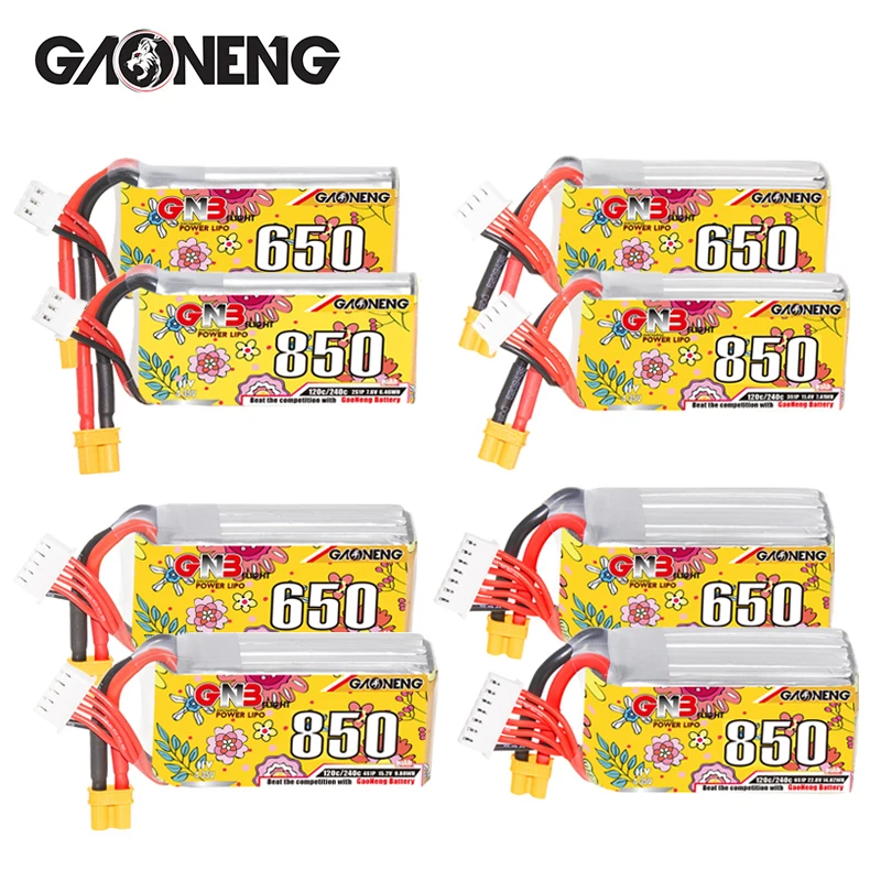 XT30-Anschluss LiPo-Akku – GNB 2S-6S 650 mAh/850 mAh 120 C/240 C für RC-Fahrzeuge (2 Stück)