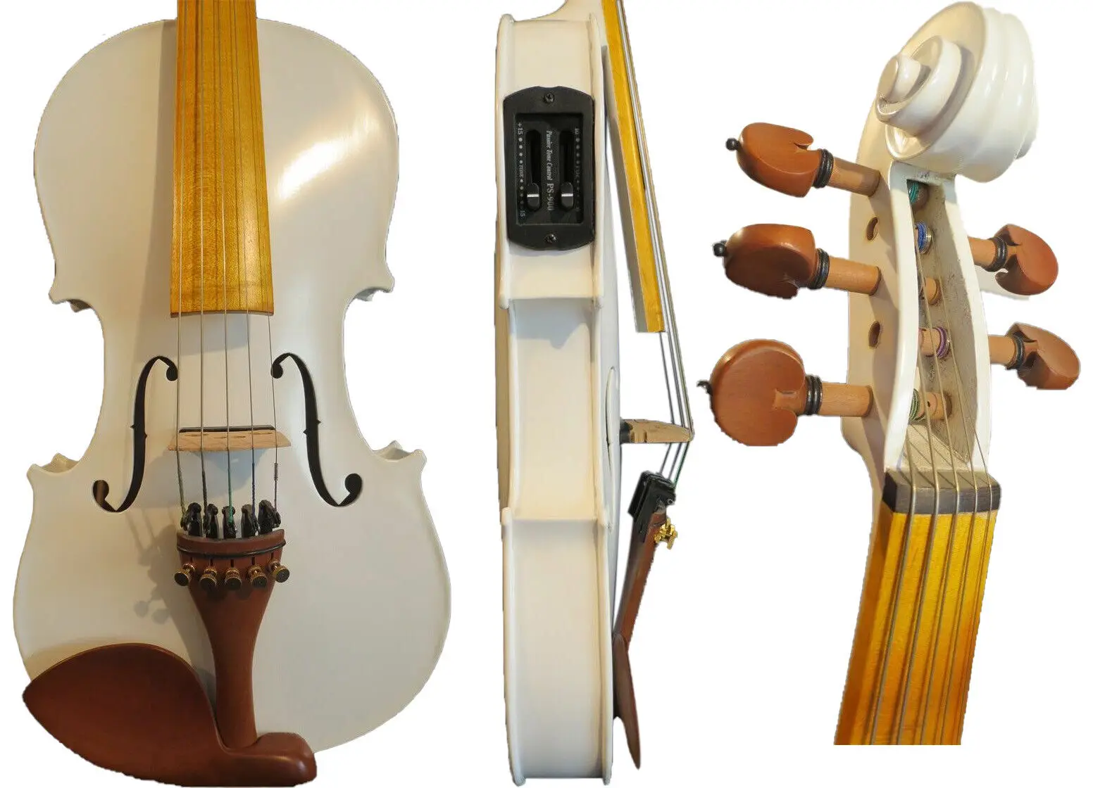 Guarneri style White colors 5 strings electric & acoustic viola 15\