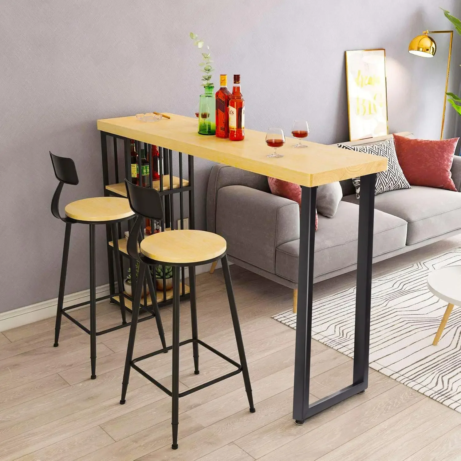 Pernas de mesa de bar de metal de 36 polegadas, perna de mesa de jantar estilo industrial resistente com almofadas de pés de ajuste, conjunto de 2