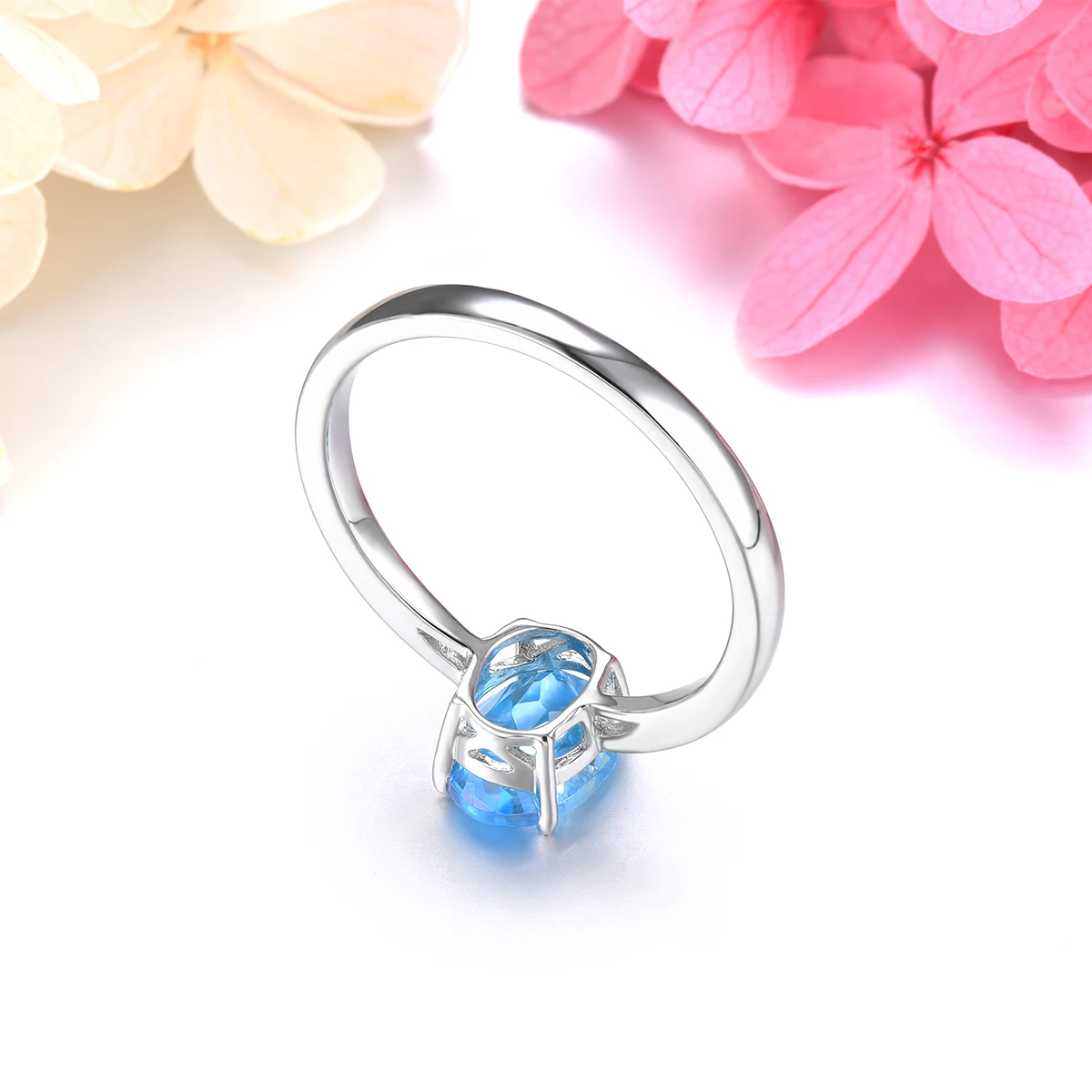 Voorraadopruiming Natuurlijke Blauwe Topaz Sterling Zilveren Ring 1.51 Karaat Echte Edelsteen Eenvoudige Stijl Fijne Sieraden Voor Vrouwen