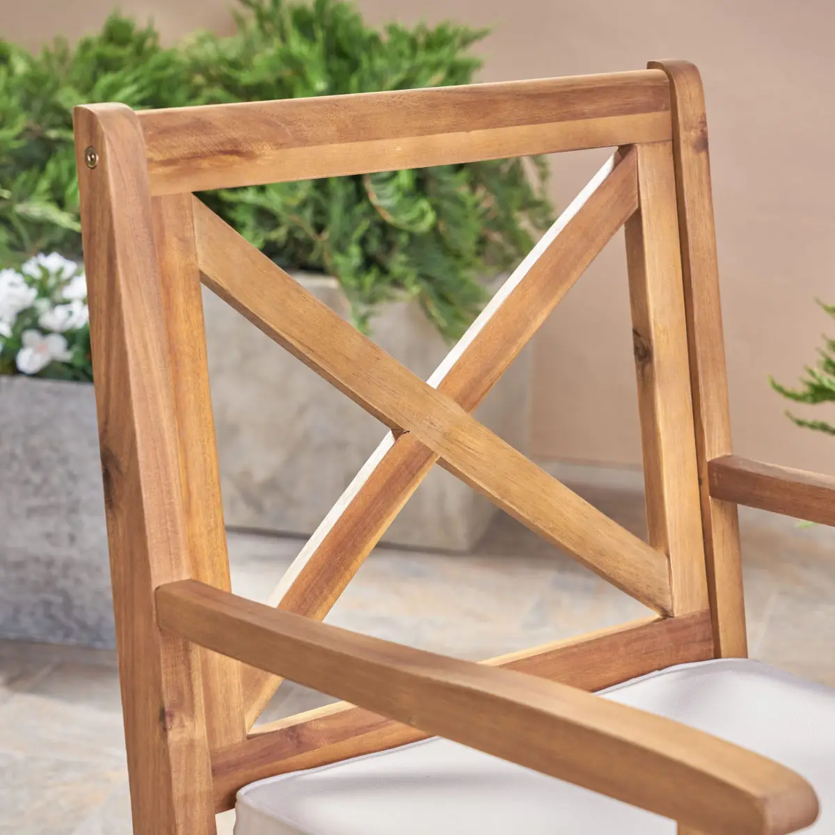 Christopher Knight Home ®         PERLA DINING CHAIR,2PCS with 2 Cream Cushions,for Backyard, Poolside, Garden
