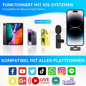 Lavalier wireless microphone for iPhone, Handy Android microphone, plug play, interview, youtube, tiktok 12 Main Sales Wireless Bluetooth Microphone - №2