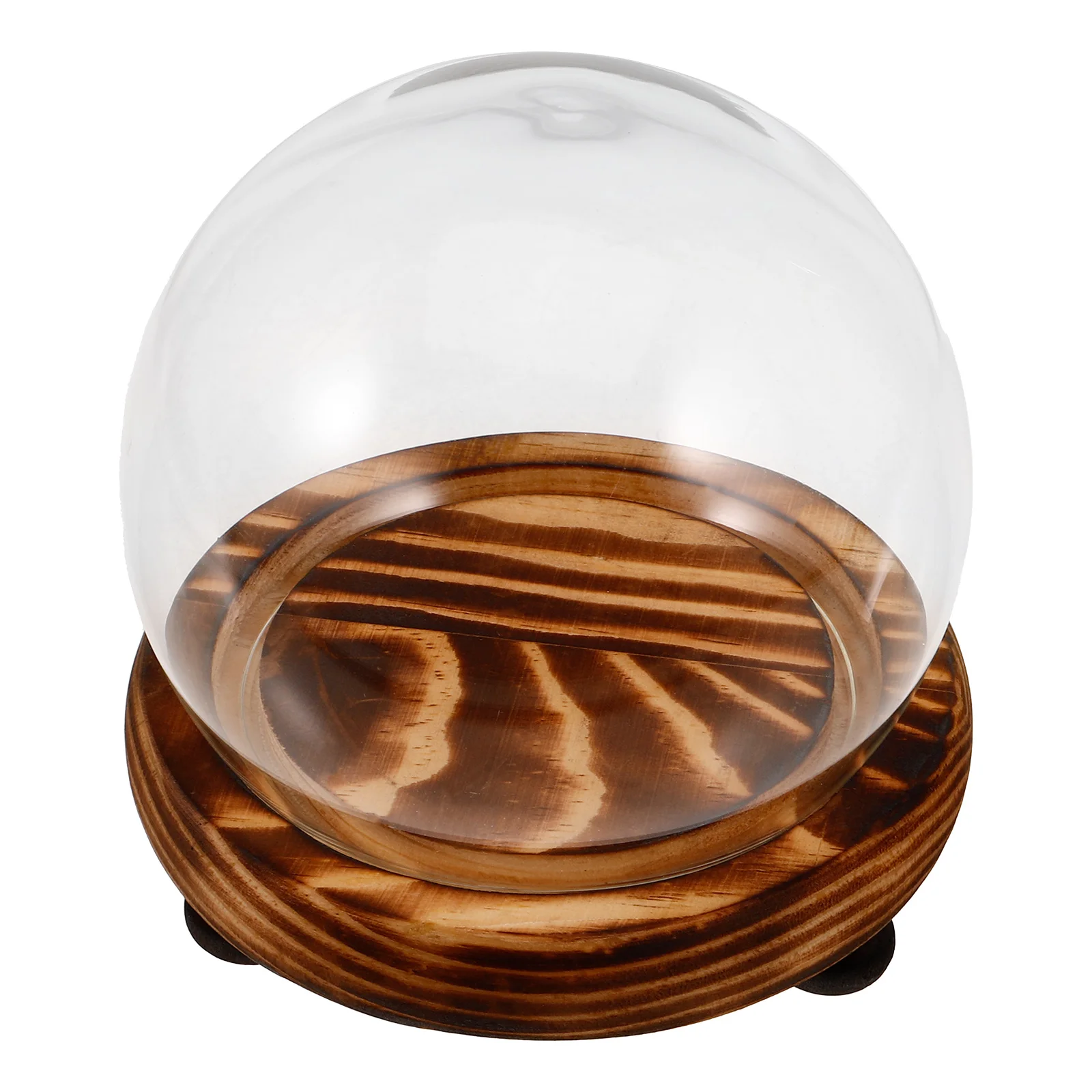 

Glass Dome Display Case 10cm Transparent Globe Burnt Color Base Flowers Collectibles Home Decor Small Glass Storage