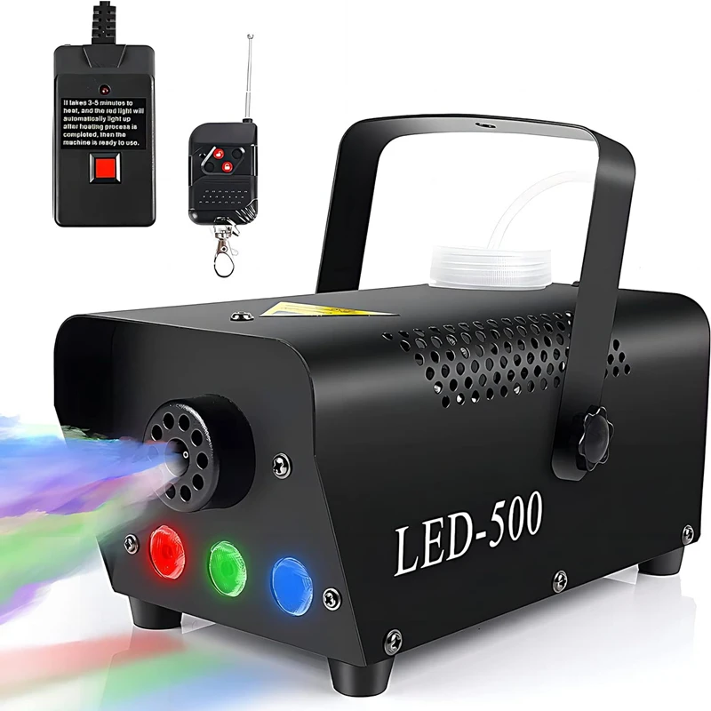 500W Remote Control Fog Machine & LED RGB 3in1 light Stage Show Led Smoke Machine Disco KTV DJ Party Club Bar Event Show