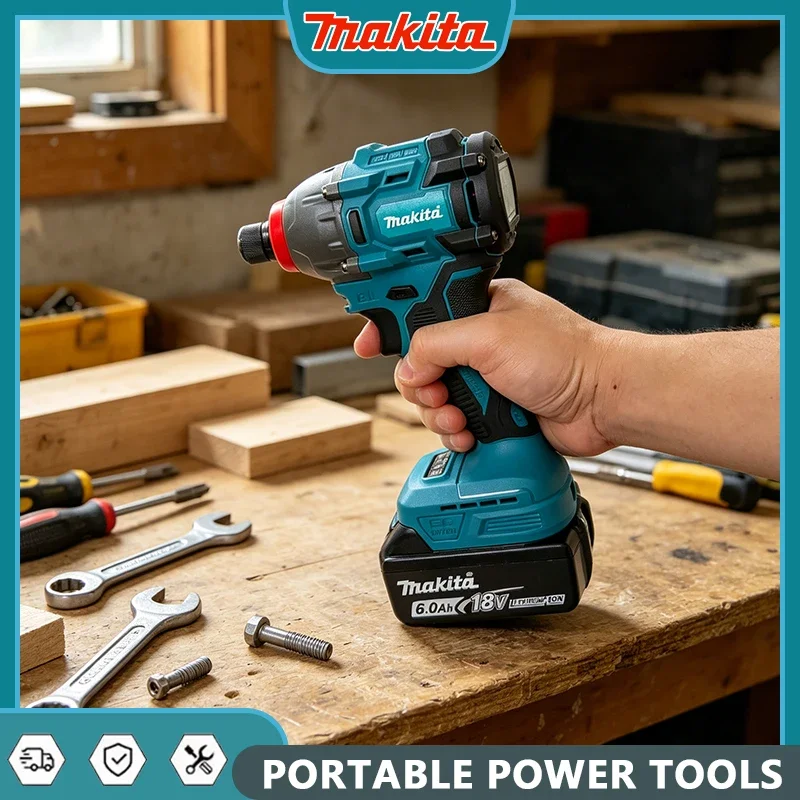 

Makita 21V Brushless Electric Impact Screwdriver, Multifunctional Portable DIY Power Tool for Household and Industrial