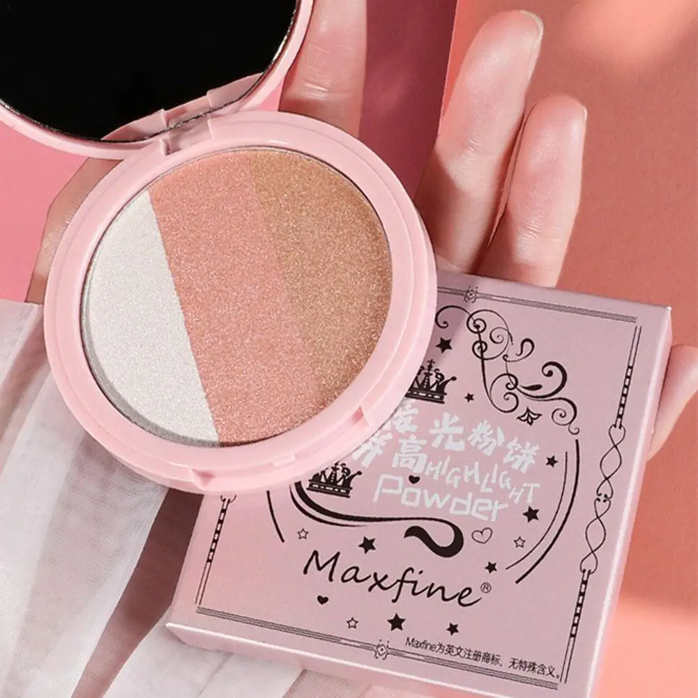 3 kolorowe Bronzer paleta rozświetlaczy twarz matowy brązowy kontur kawy cień do powiek w proszku róż różowy rumieniec wysoki połysk iluminator makijaż