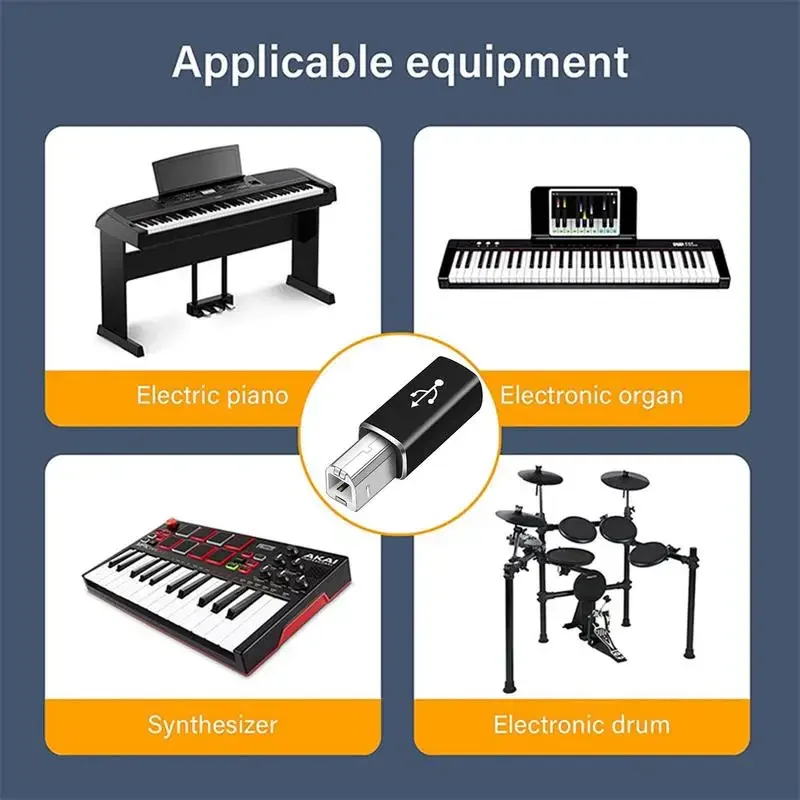 USB Type C To USB B Adapter Female To Male Connector For Scanner Printer Data Transfer MIDIs Converter For Electric Piano Organ