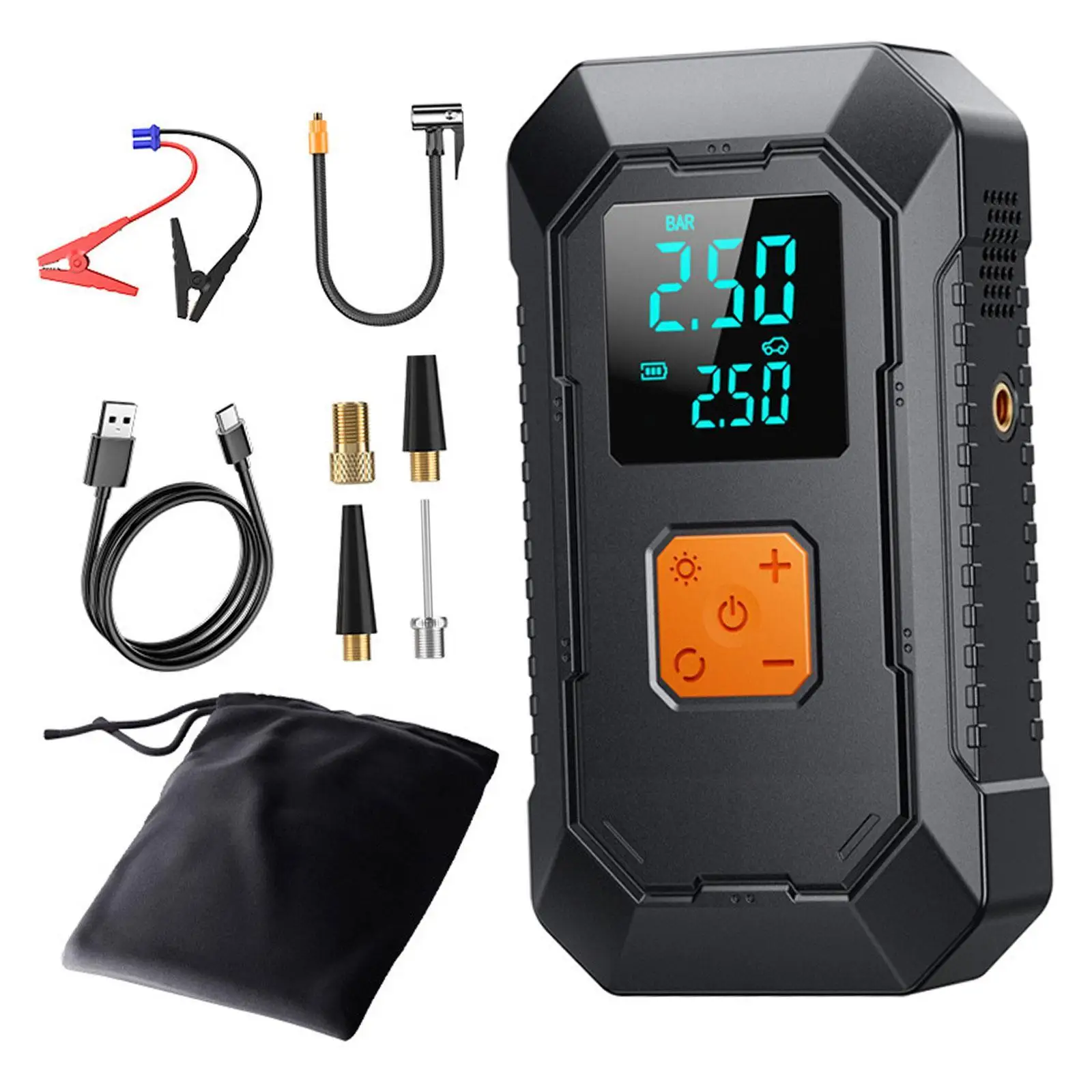 

Car Battery Jump Starter Cordless Compact Charging Versatile Emergency Light