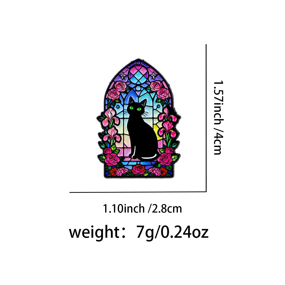 نافذة ملونة القط الأسود الرجال النساء دبابيس التلبيب دبابيس لحقيبة الظهر لينة المينا دبابيس شارات مجوهرات اكسسوارات #2