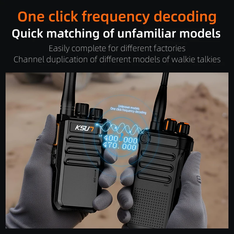 KSUN 8 واط اتصال داخلي عالي الطاقة غير مغناطيسي من النوع C شحن ثنائي الاتجاه تردد الراديو سهل الاقتران جهاز اتصال لاسلكي لموقع البناء