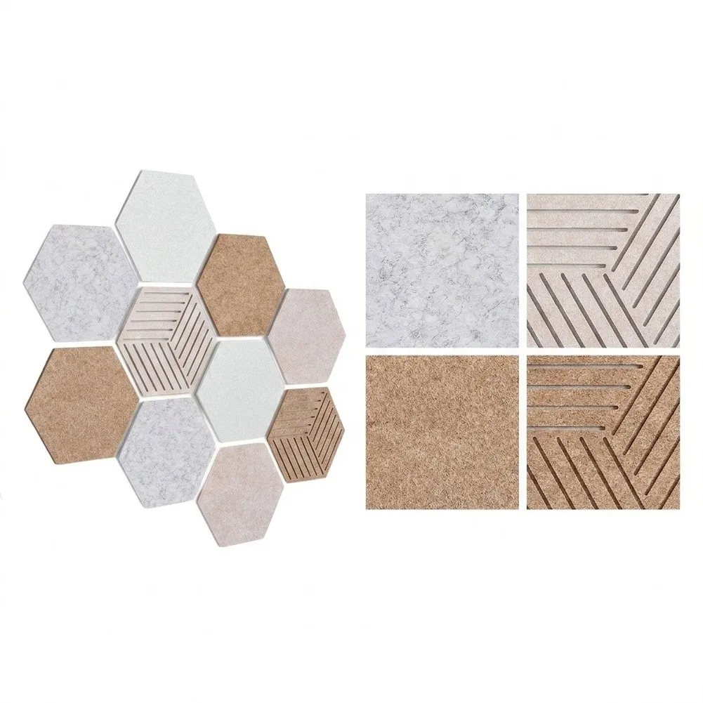 10Pcs Decorative Felt Board Tiles Self-Adhesive Soundproof Panel For Photo Wall Bulletin Board Home Office Practical Display
