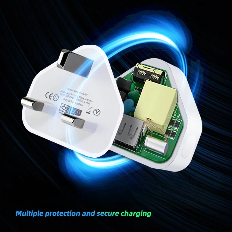 5V1A UK Plug Charger Power Adapter for Smartphones and Small Household Appliances - Universal Travel Charger for IPhone