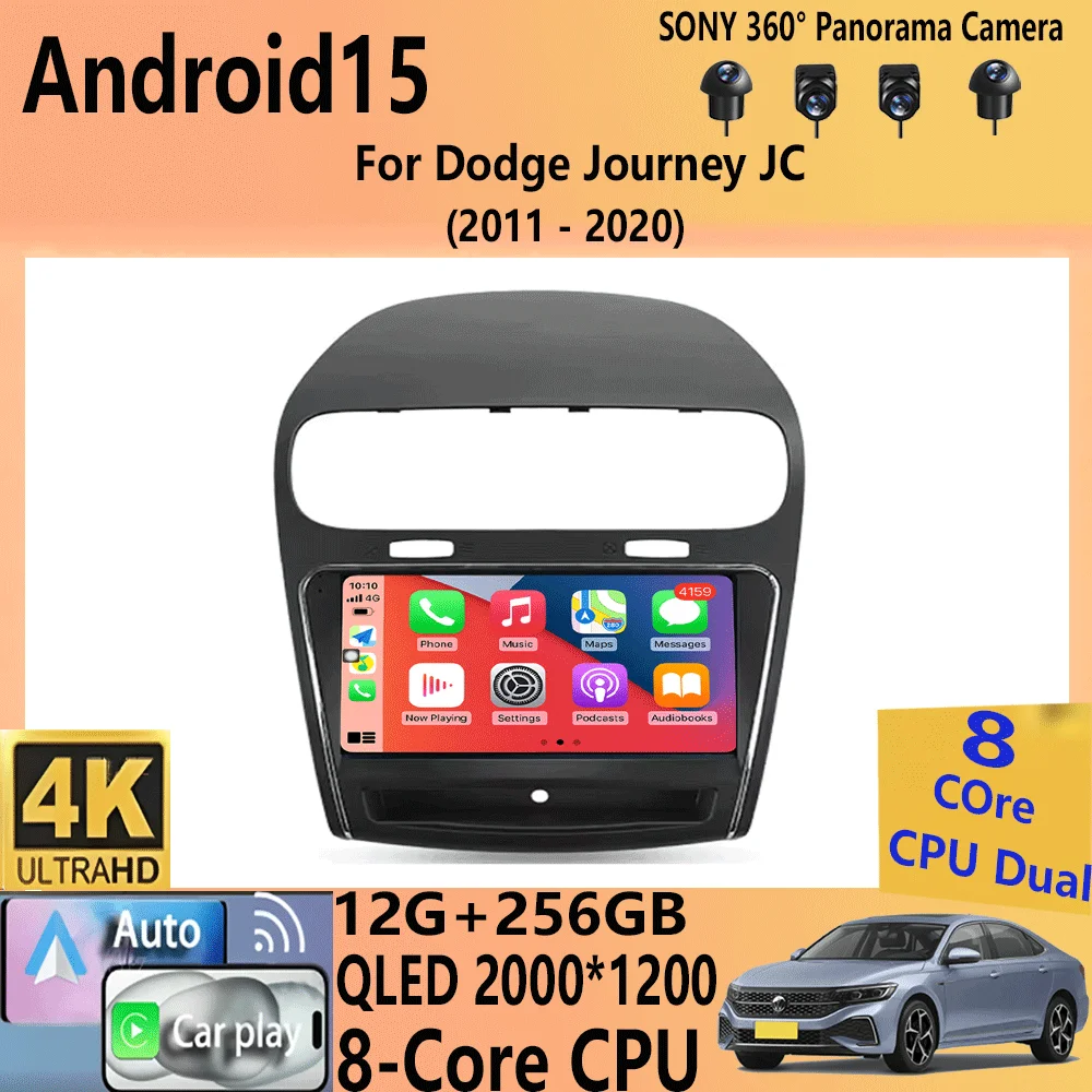 Android 15 For Dodge Journey JC 2011 - 2020 Car Radio GPS Carplay Multimedia Stereo Auto DSP BT 2din Head Unit Player Navigation