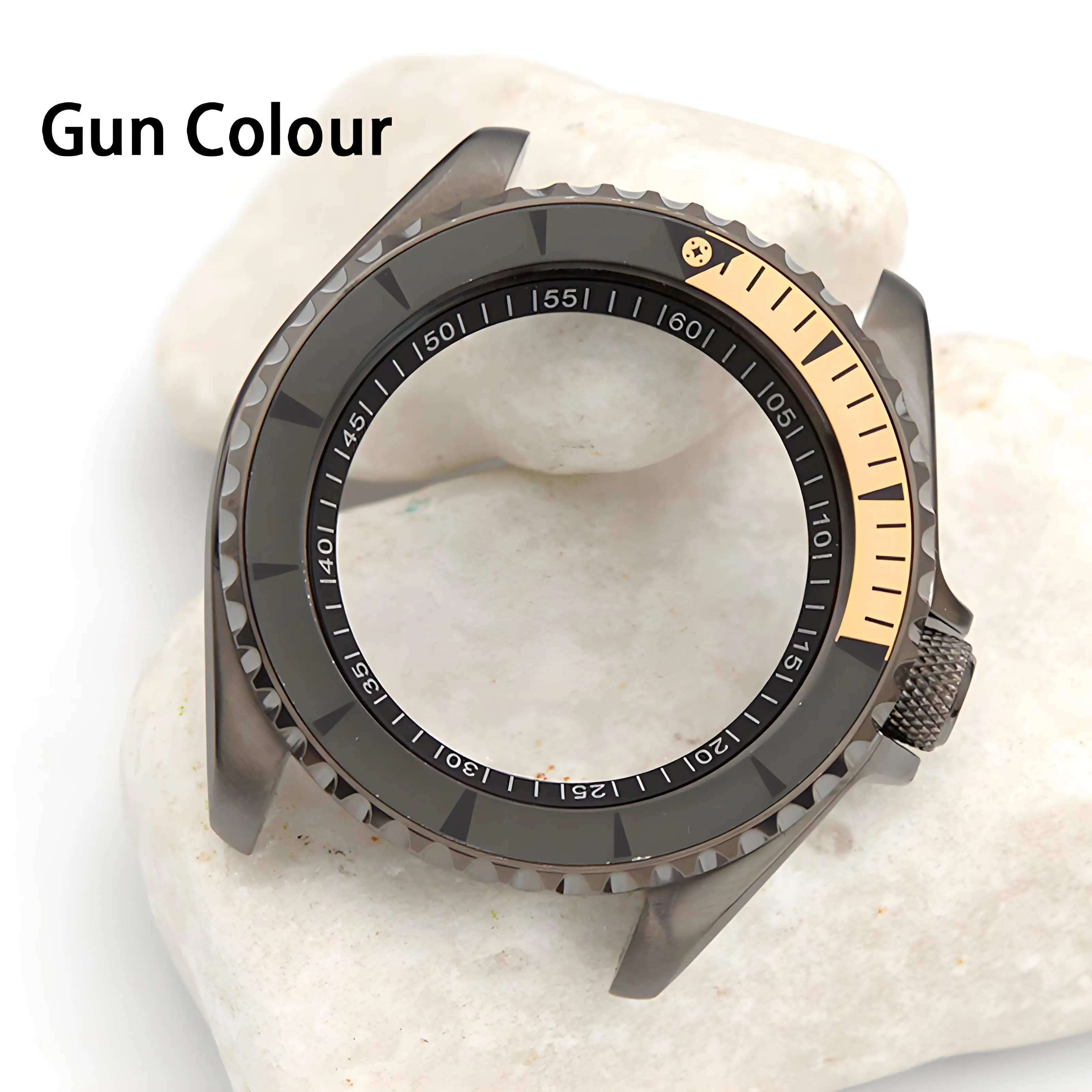 Customized SKX007 SKX009 Gun Colour Men's Watch Case Fit NH34 NH35 NH36 Automatic Movement Sapphire Glass 200M Waterproof Case