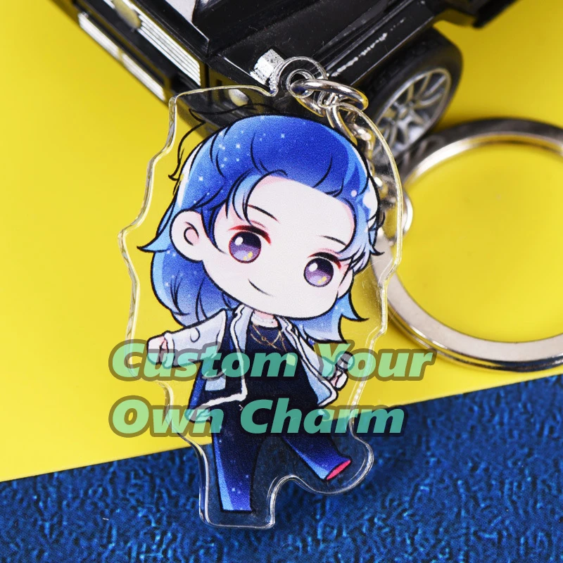 Custom Keychain Photo Cartoon Key Chain Customized Products Anime Keyring Hologram Clear Acrylic Personalized Keychains for Men