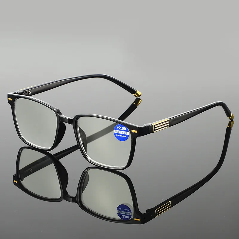 Retro Unisex Square Resin Anti-Blue Light Spring Hinge Reading Glasses, Men Women Blue Ray Blocking Hyperopia Glasses R008