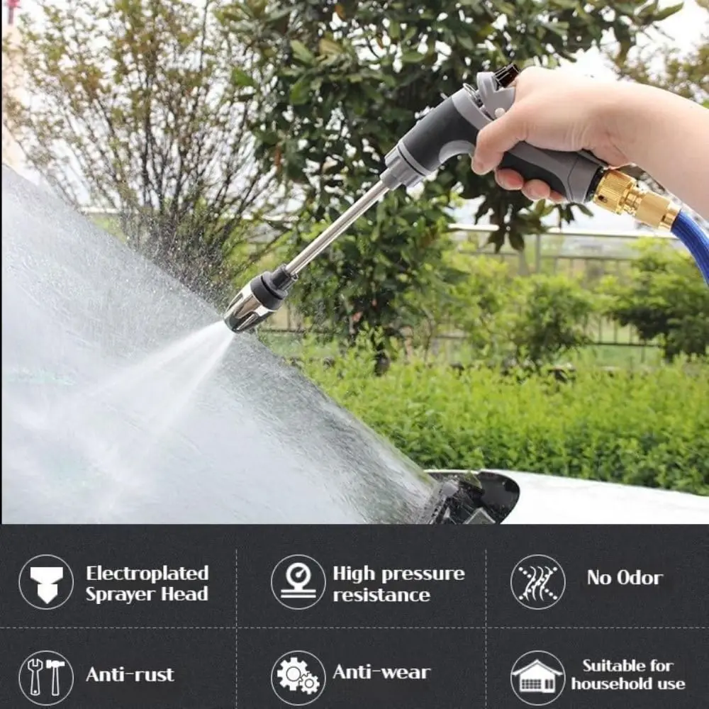 360° Rotating Pressure Washer with Foam Pot Three Spray Modes Power Hose Spray Car Wash Washer Stainless Steel Spray Nozzle