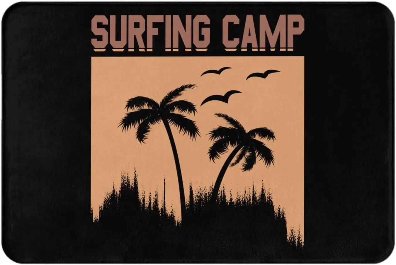 Tropical Palm Tree Surfing Camp Beach Resort Outdoor Rug Mat Polyester Decor Hawaiian Surf Style Door Mat Gift
