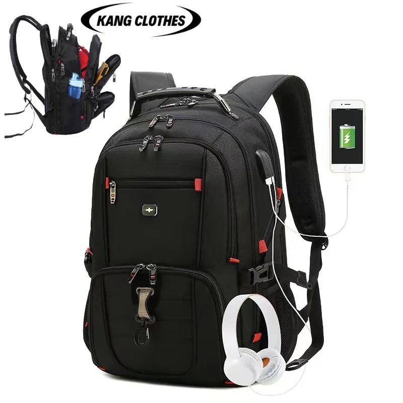 Large Capacity Male Backpack Fashion Travel Multifunction USB Charging Waterproof Anti-theft 17 Inch Laptop Backpack For Men