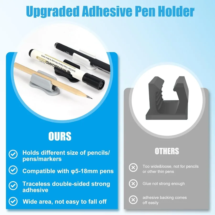 20 حزمة من حامل القشرة المطورة حامل القلم اللاصق لمكتب حامل قشرة السيليكون وحامل العلامة لجدار الحافظة والفصول الدراسية S