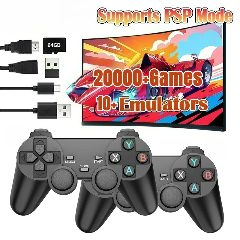 Nuovo X2 Plus 4K HD 64G Console per giochi retrò Game Stick Player 20000+ Console per videogiochi retrò Controller wireless per bambini