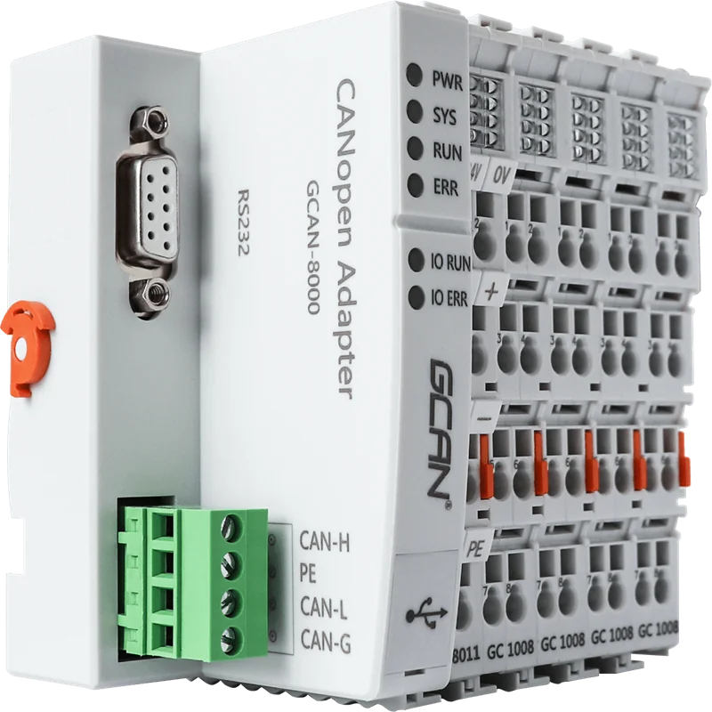 Il modulo I/O remoto GCAN CANopen bus La comunicazione Modbus può espandere ingresso e uscita analogici digitali Accoppiatore CANopen GCAN-8000