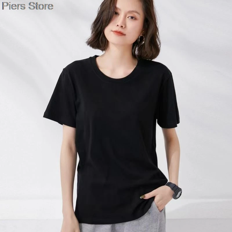 2024 New Oversized Summer T shirts for Women Men White Casual Female Korean Streetwear Tees Unisex Basic Solid Young Cool Tops