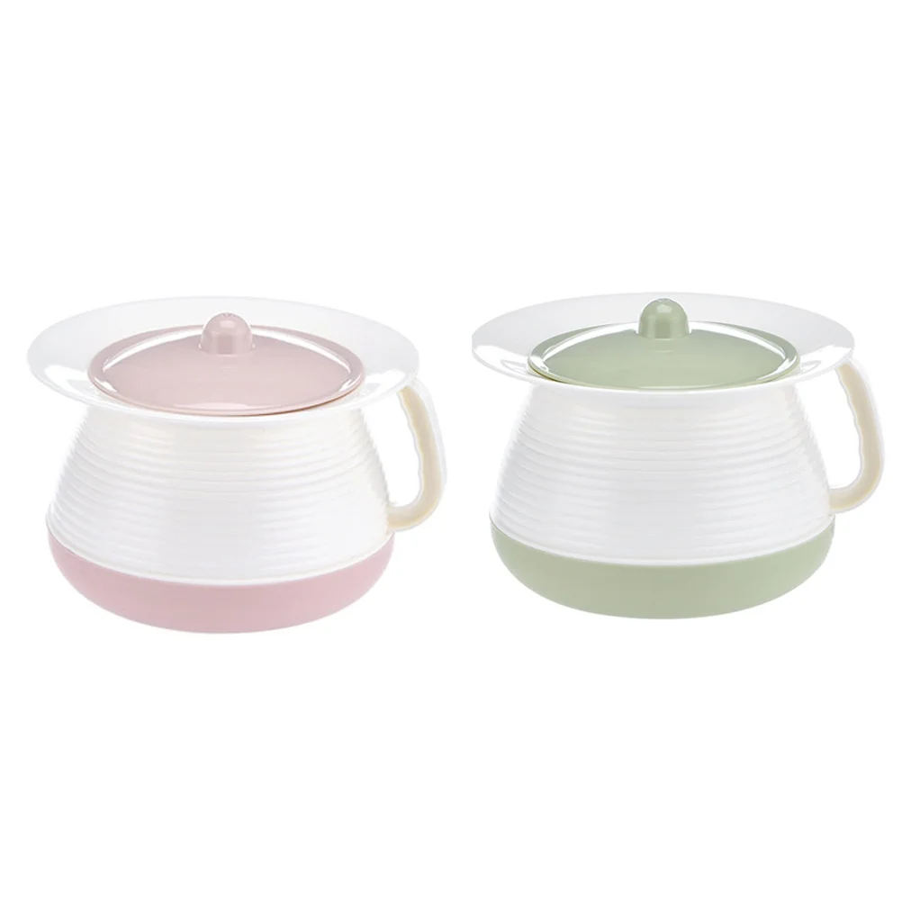 2 قطعة وعاء مبولة بلاستيكي سميك سطل غرفة محمول للاستخدام المنزلي للطفل البالغين خفيف الوزن ومتين