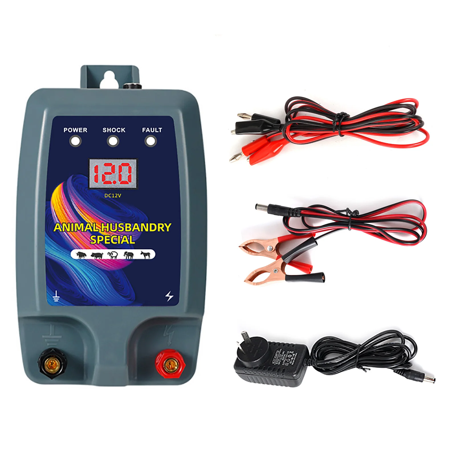 

Animals Electric Fence 12V Pulse Electric Fence Energizer 10KM Digital Display Panel Safety Waterproof Farm Poultry Alert 2023
