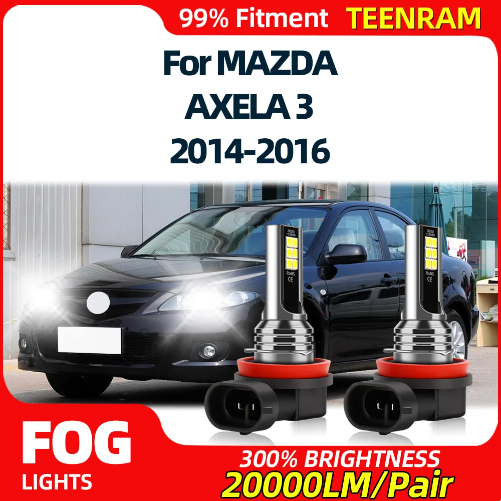 

2 PCS H11 Canbus No Error LED Car Fog Lights 20000LM Super Bright Turbo Fog Lamps 12V 6000K For MAZDA AXELA 3 2014 2015 2016