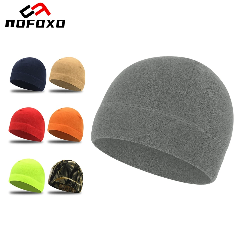 AliExpress nofoxo NOFOXO Polar Fleece Windproof Thermal Cycling Warm Winter Hat Outdoor Sports Skiing Cycling Elastic Beanie Hat For Men Women