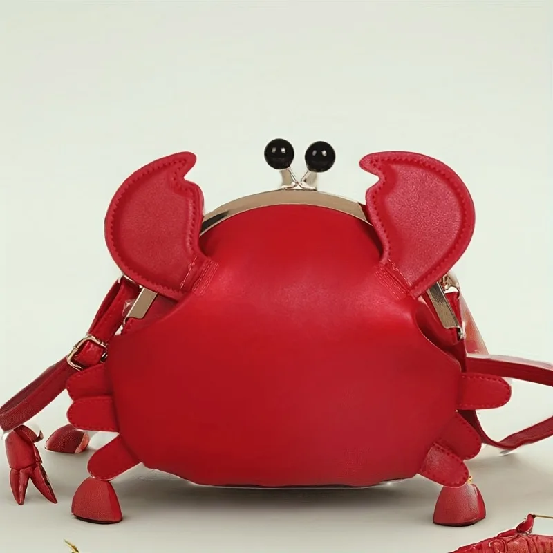 

Cute Crab Crossbody Bag Whimsical Animal Print PU Shoulder Bag for Women, Trendy Casual Summer Beach Bag Lightweight & Durable