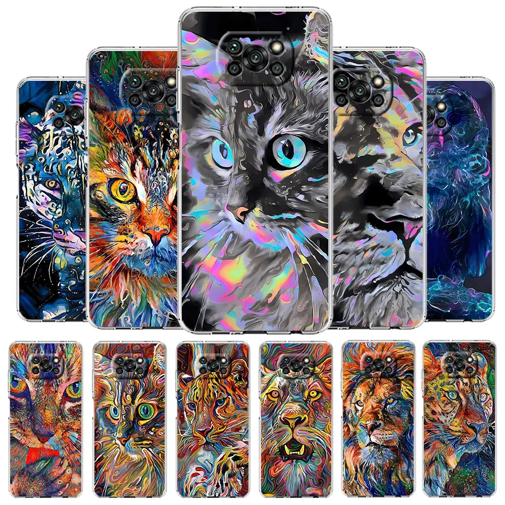 Abstract Surreal Animal Lion Phone Case For Xiaomi Poco X3 NFC F3 M3 X4 X5 Pro 5G Mi 11 Lite Ultra 11T 11X 12 12T Pro 11i Cover